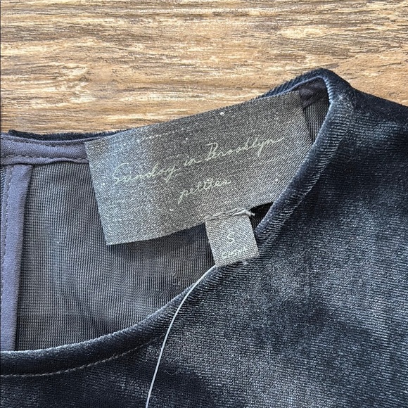 Anthropologie Blue Velvet Feathered Mini Dress Size Small Sunday in Brooklyn NWT - Picture 2 of 15